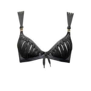 MADE BY NIKI - Black Shoelace Plunge Bra - 34 C